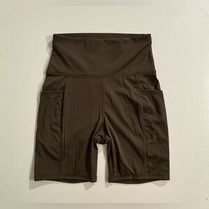 Olive Green Biker Shorts With Pockets Women’s Size Small Brand New